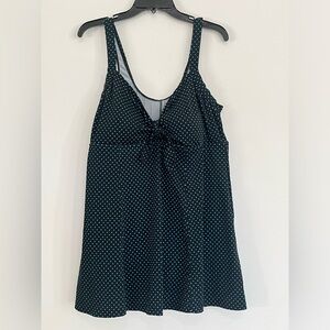 Le Cove Polkadot Swimsuit One Piece Black & Teal Sz 20 New